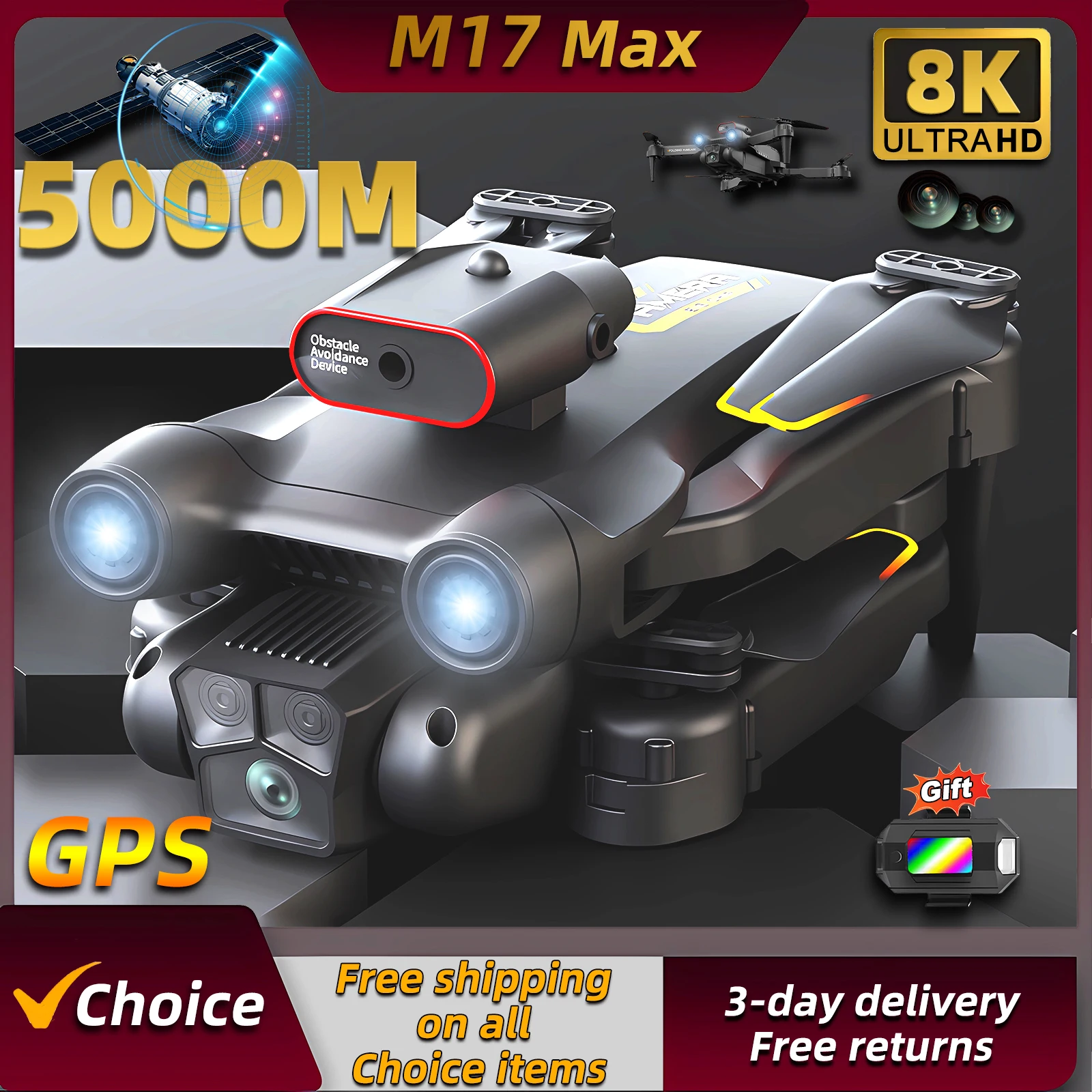 Drone Beacon Light - โดรนรุ่นใหม่ M17 Max 8K ระดับมืออาชีพ พร้อมระบบ